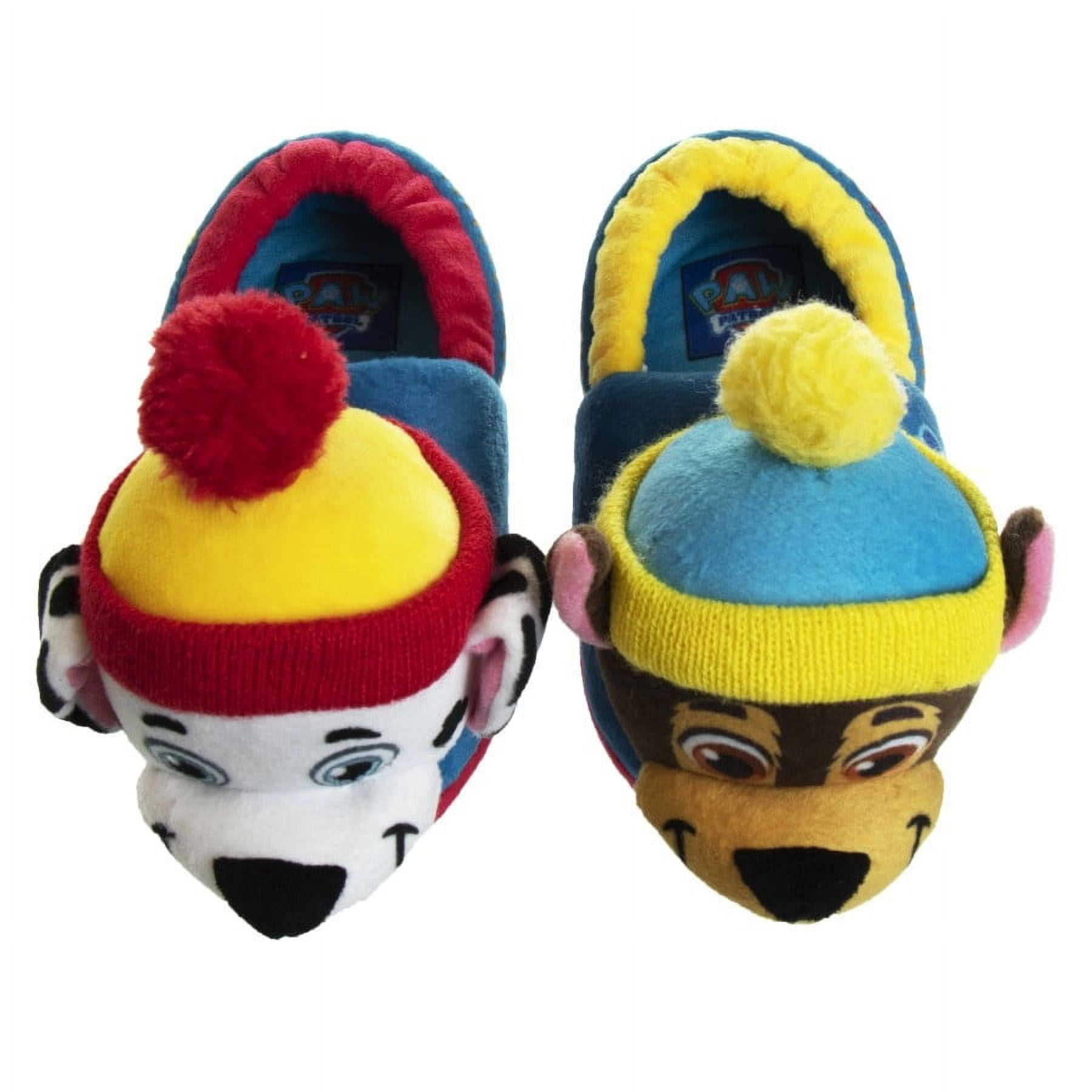 Nickelodeon Paw Patrol Marshall and Chase Boys Dual Sizes Nylex Fabric Slippers