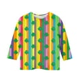 thumbnail image 4 of Tauxra Chandail de la Saint-Patrick pour Adultes, T-Shirt à Manches 3/4 Imprimé Col Rond, T-Shirt Graphique Trèfle Décontracté à Manches Longues pour Activités Festives, 4 of 6