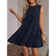 thumbnail image 3 of Vestido Tipo Chaleco Sin Mangas con Cuello Redondo en Color Liso, Azul Marino, Talla XXL, 3 of 6