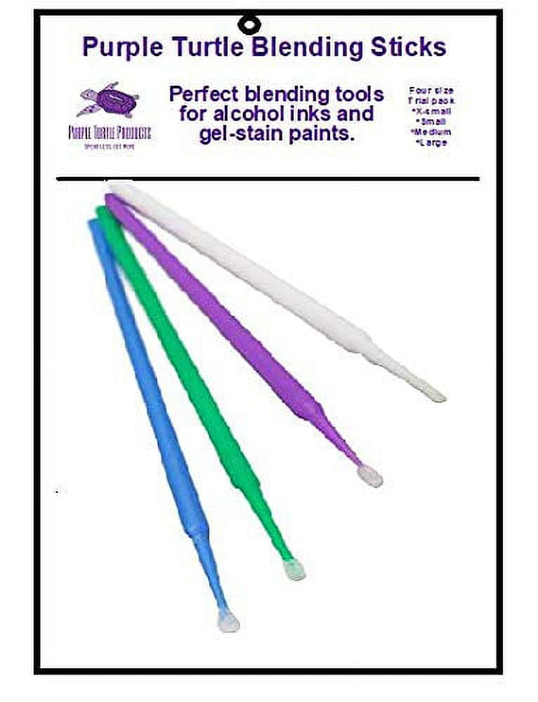 Mini Ink Blending Bundle - 2 pc Mini Blending Tool, 54 ct Mini Foam applicators, Purple Turtle Detail Sticks