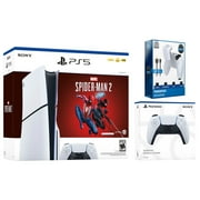 Sony PlayStation 5 Disc Slim Marvel’s Spider-Man 2 Bundle with Extra Glacier White Controller and Surge Battery Pack & Charge Cable