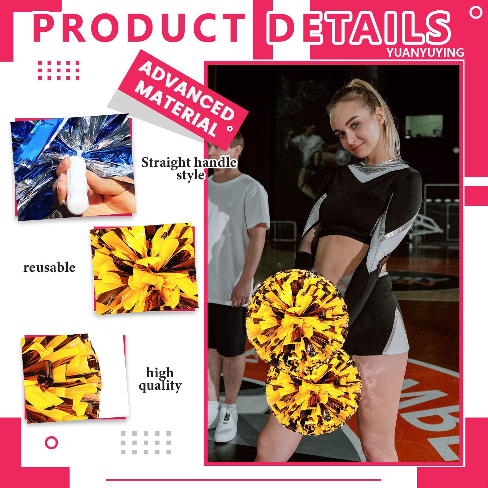 26 Pcs Cheerleading Pom Poms, Cheerleader Pompoms with Four Finger Payment,Fit for Team Spirit Sports Dance Cheering
