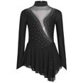 thumbnail image 3 of TSSOE Kids Girls Figure Ice Skating Dance Dress Shiny Gymnastic Leotard with Skirt Lyrical Dancewear Black 16, 3 of 5