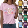 thumbnail image 2 of mgoYE Women T-Shirts Loose Fit Easter Shirts for Women Happy Bunny Eggs Plaid Printed T-Shirt Short Sleeve Graphic Tee Tops(Pink,2XL), 2 of 9