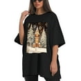 thumbnail image 4 of Plus Size Shirt for Women Black Tops for Women Short Sleeves Shirt for Women Snow Scene 1 T Shirt Oversized Shirt for Women S, 4 of 5