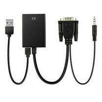 VGA to HDMI Converter Cable 1080P HD Adapter with 3.5mm Audio Cable for HDTV PC Laptop TV, Black