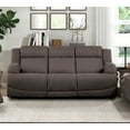thumbnail image 2 of Chocolate Color Polished Microfiber Upholstered Reclining Sofa Set 3pc Sofa Console Loveseat Chair Modern Living Room, 2 of 7