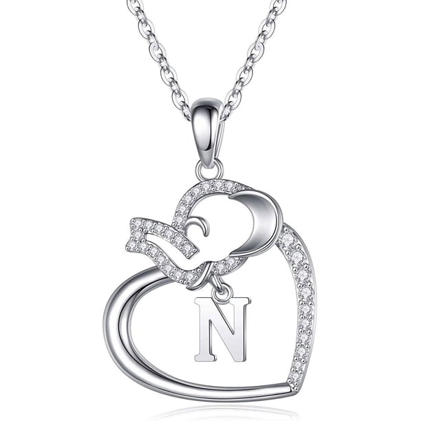 Teissuly Creative Good Luck Heart Elephant Pendant 26-letter Necklace Jewelry for Women Teissuly WER202401225399