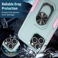 thumbnail image 3 of Funda para iPhone 13 Pro con soporte magnético para coche y protección de doble capa de grado militar a prueba de golpes para mujeres y niñas (verde y rosa), 3 of 8