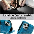 thumbnail image 3 of Mandala Phone Cover for iPhone 13 6.1, Ultra Slim Flip Case with Card Slot, Magnetic Closure, Embossing PU Leather Case with Stand Function and Lanyard, Foldable Motif-Blue, 3 of 9