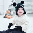 thumbnail image 2 of Boy Girl Winter Hat Dinosaur Warm Mittens Set Newborn HairballBeanie Gloves Toddler Fleecce Earflaps Caps Windproof heqiyong LED, 2 of 2