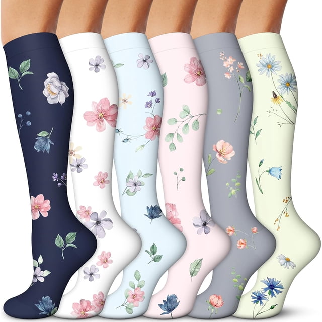 3/6 Paires de Bas de Compression pour Femmes et Hommes 15-20 mmHg - Meilleur Soutien pour Infirmières, Course, Randonnée, Récupération et Bas de Vol