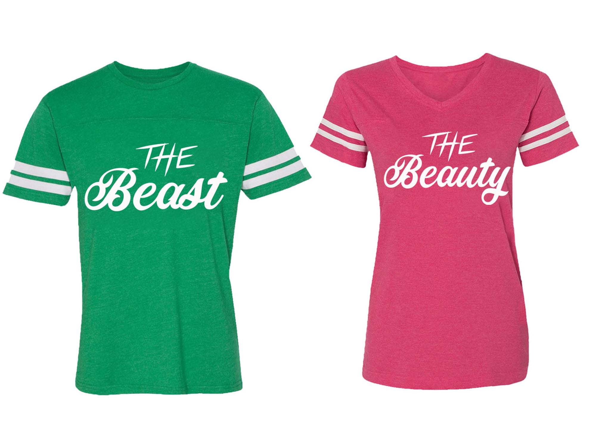 The Beast The Beauty Matching Couple Cotton Jerseys (Men Green / Women