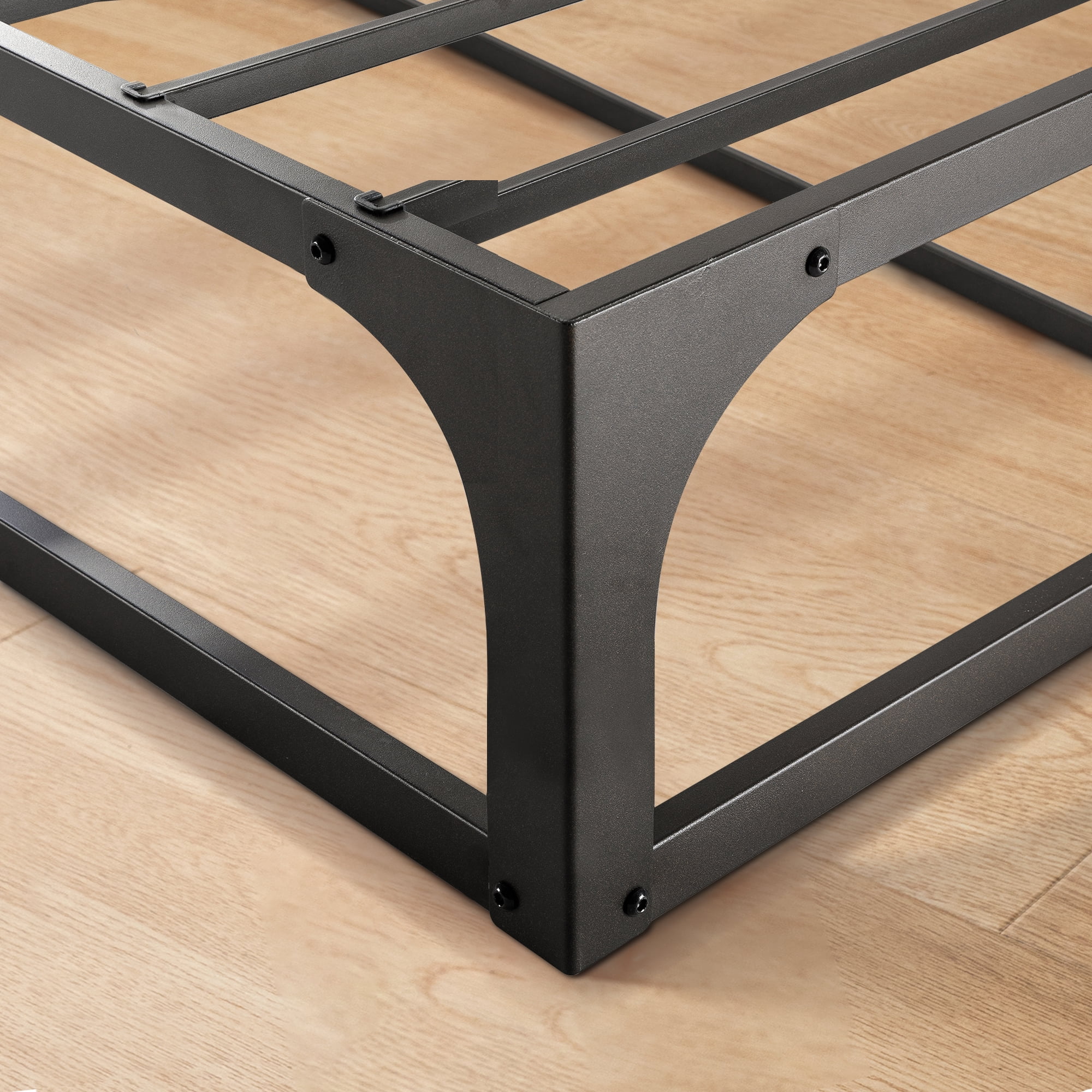 Mellow Ace of Base 12" Metal Platform Bed with Steel Slats, Black, Twin