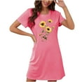 thumbnail image 3 of Blmnix Womens Nightgown Mumu Nightshirt Short Sleeve Crew Neck Pink Sleep Dress, 3 of 4