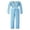 Blue, variant on KOMOO Women 2 Piece Dressy Outfits Casual Loose Bandage Shirts Blouses Wide Leg Long Pants Sets