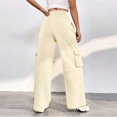 thumbnail image 4 of Women Casual Cargo Sweatpants High Waisted Drawstring Straight Leg Hiking Trousers With Functional Pockets For Everyday Wear Comfortable Sweatpants for Women Relaxed Fit Pant, 4 of 8