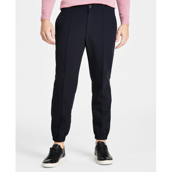 Alfani Mens Stretch Pleated Casual Jogger Pants, Black, X-Large