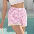 thumbnail image 5 of HADST Women's plaid Casual Shorts with Eyelet Lace Trim Elastic Waist Loose Fit Summer Shorts with Side Pockets for Loungewear, 5 of 5