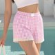 thumbnail image 5 of TaTaai Women's Elastic Waist Lounge Shorts Plaid Fabric with Lace Accent Trim Comfortable Sleep Pants for Home Wear and Relaxation Gift, 5 of 5