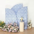 thumbnail image 4 of Efavormart Set of 3 White Blue Satin Chiara Backdrop Stand Covers With Chinoiserie Floral Print, Fitted Covers For Half Moon Wedding Arches 5ft, 6ft, 7ft, 4 of 5