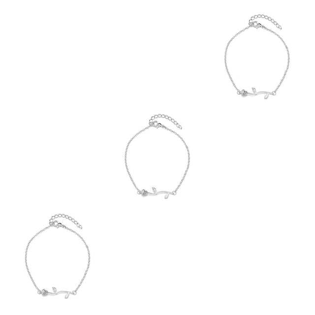 Qarigey Pulseras de tobillo Decoraciones de rosas Tobilleras de accesorios de moda para mujer Plata Type1 NO1 Qarigey CBP253782