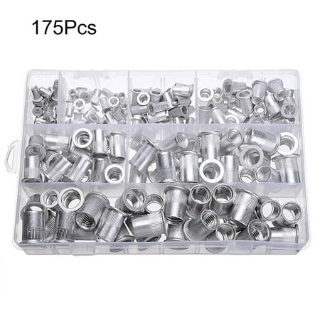 

VEAREAR Essential Hardware tools 175Pcs Metric Rivet Nut Kit Aluminum Flat Head Threaded Insert Vertical Terminal