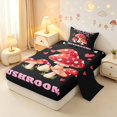 thumbnail image 2 of Homewish Kawaii Cartoon Mushrooms Twin Sheets,Letter Heart Bedding,Black Red,3 Pieces,1 Flat Sheet,1 Fitted Sheet and 1 Pillowcase, 2 of 6