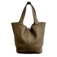 thumbnail image 3 of Pre-Owned HERMES Picotin Lock MM Taurillon Clemence Leather Handbag/Mini Tote Bag Brown 42782..., 3 of 9