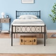thumbnail image 3 of Charming dormitorio addition tamaño individual size metal marco de cama con heart cabecero & footboard-12.2in underbed almacenamiento para extra space, 3 of 7