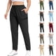 thumbnail image 1 of Pincandy Women's Plus Size Drawstring Solid Color Sports Pants with Zipper, Pockets, Casual & Workout Wear, 1 of 6