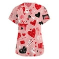 thumbnail image 3 of Scrub Tops Women Plus Size,Plus Size Women's Fashion V-Neck Nursing Top Valentine's Day Print Short-Sleeve Scrub Tops with Pockets - Pink - S, 3 of 5