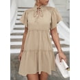 thumbnail image 4 of Mini vestido de manga corta con volantes y cuello alto para mujer Abanopi Vestido, 4 of 7