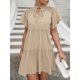 thumbnail image 4 of Vestido, Mini vestido de manga corta con volantes y cuello alto para mujer Tomshoo Beige/Grande, 4 of 7