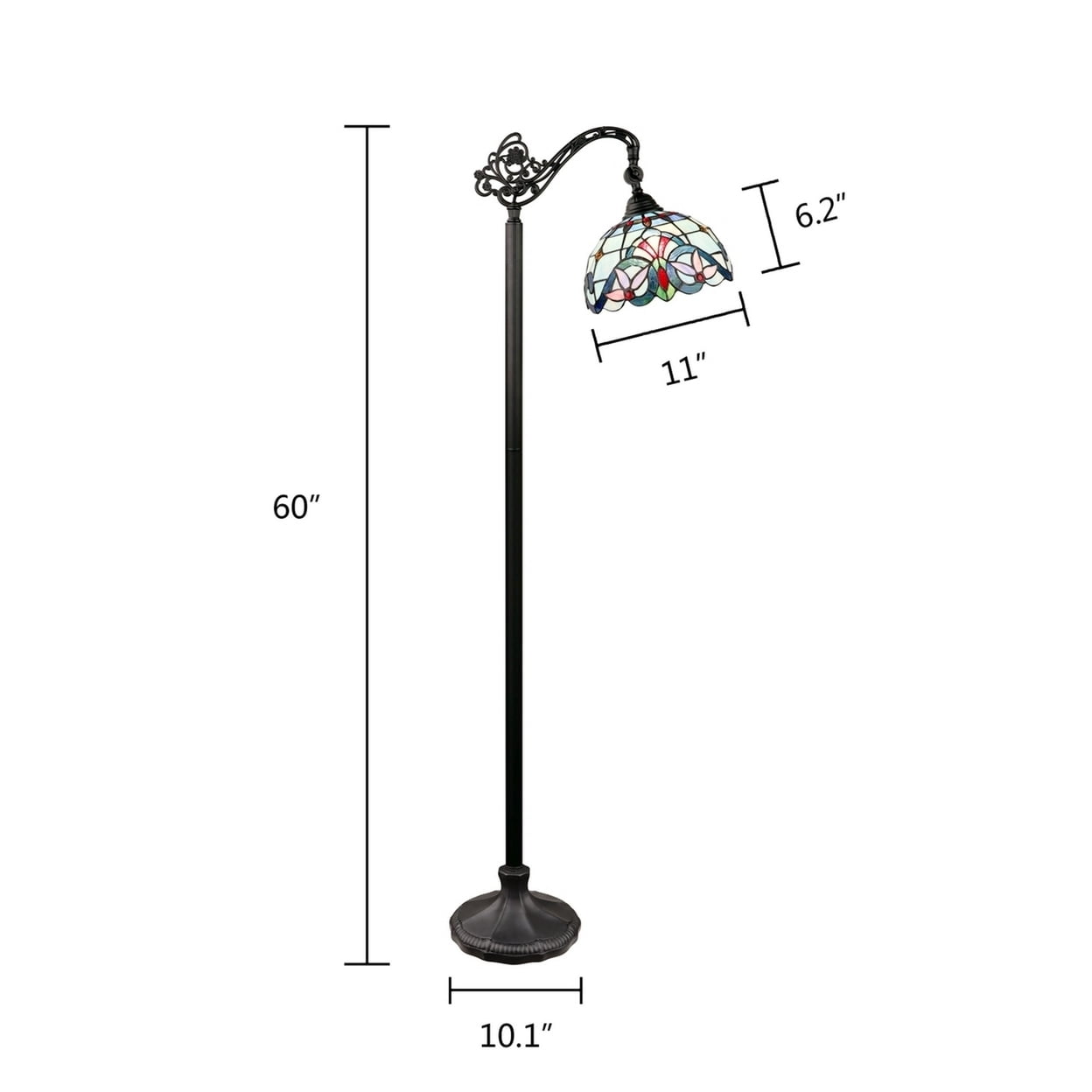 CHLOE Lighting GRENVILLE Victorian-Style 1-Light Dark Bronze Finish Reading Floor Lamp 11" Shade