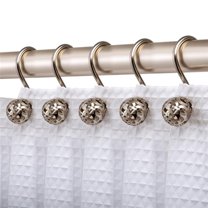 Utopia Alley  Rust Resistant Hollow Ball Shower Curtain Rings for Bathroom Brushed Nickel - Set of 12
