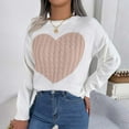thumbnail image 4 of vigerkar Women's Sweater Heart Knitted Pullover Sweaters Long Sleeve Crewneck Cute Sweaters (Pink, XXL), 4 of 8