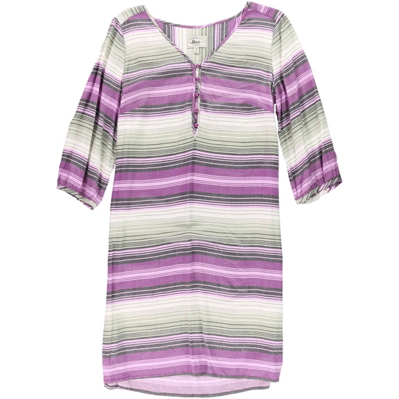 G.H. Bass & Co. Womens Striped Shirt Dress, Purple, Medium