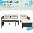 thumbnail image 3 of Aukfa Outdoor Patio Wicker Rattan Sectional Sofa with Table & Beige Cushions for Yard, Garden, Porch, 3 of 7