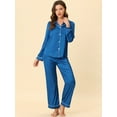 thumbnail image 2 of Unique Bargains Women's Pajama Loungewear Long Sleeves Tops and Pants Satin Sleepwear Sets, 2 of 5