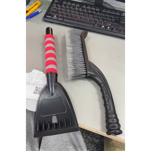 FHBVT Detachable Multifunctional Snow Removal Shovel Double-Layer PVC Brush Soft Non-Scratch Thick Sponge Handle Telescopic Metal Rod Shaved Ice Tooth for Car Home Efficient Snow Ice Removal