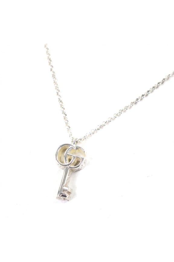Pre-Owned GUCCI 627757 AG925 Double G Key Chain Necklace, Silver, with Box and Dust Bag, Made...