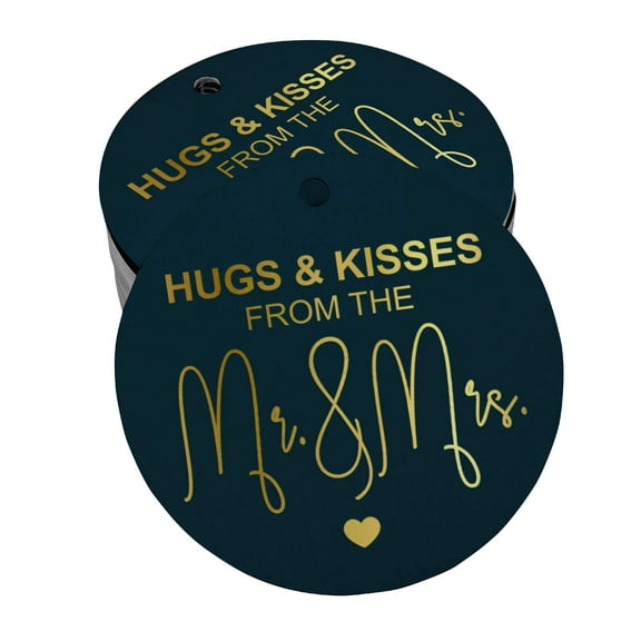 Inkdotpot Hugs & Kisses From The Wedding Bottle Tag Real Gold Foil Favor Hang Tags Pack Of 100