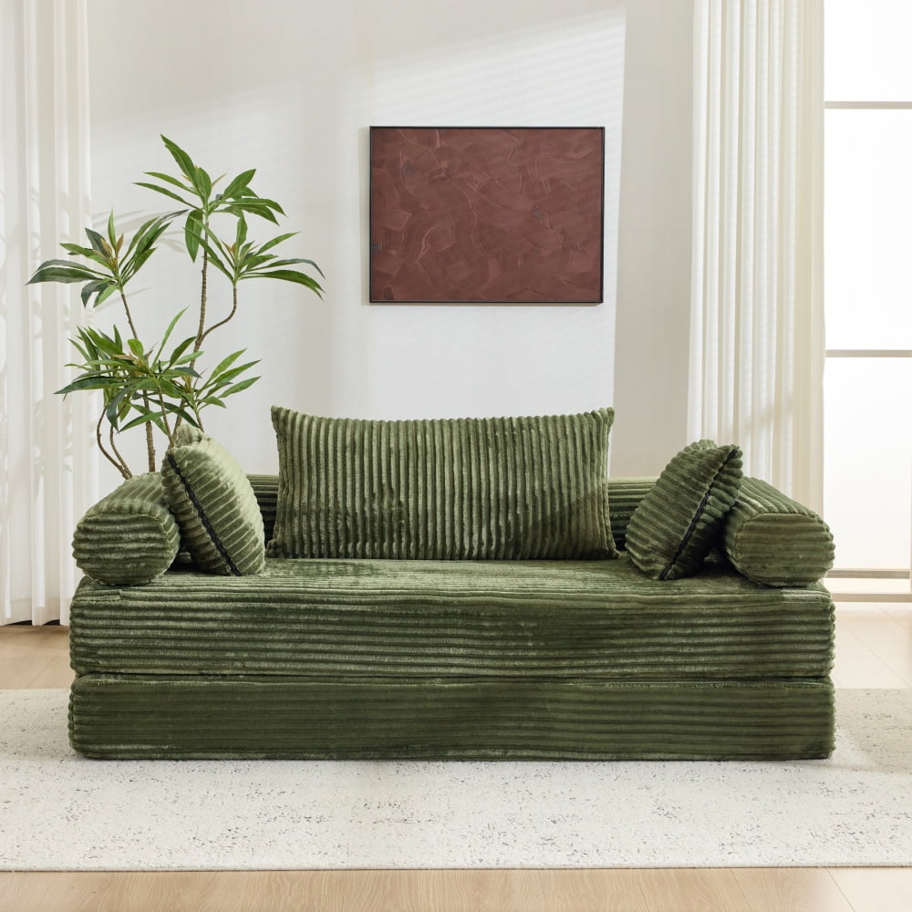 Ktaxon Convertible Sofa Bed, Pull-Out Sleeper Loveseat Couch with Oversized Back Pillow, Ideal for Living Room or Guest Use Green