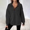 thumbnail image 2 of VISALY Half Zip Pullover Tunic Sweatshirt Half Zip Pullover Oversized Hoodies Quarter Zip Sweatshirts 2025 Fall Winter with Pocket Sweatshirt Women Sweaters Trendy Comfy Sweaters Black Xl, 2 of 9