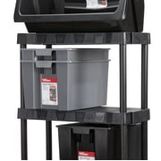 Hyper Tough Garage Plastic Stacking Open Storage Bin, Medium, Gray, No Lid