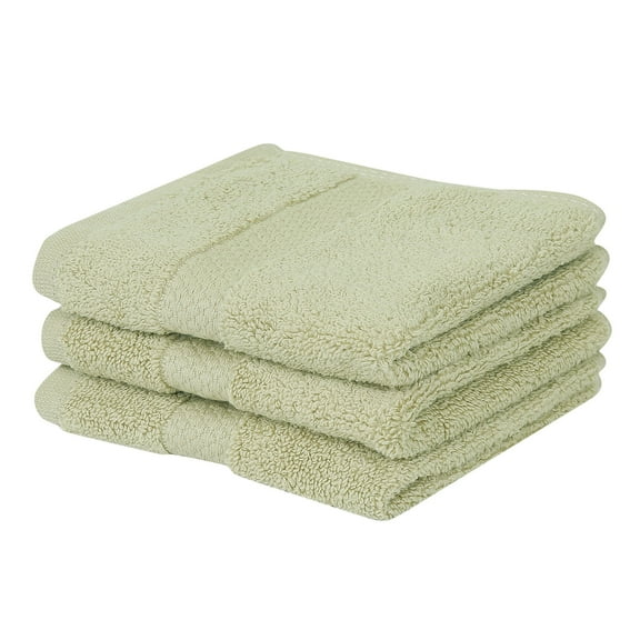 Better Trends Washcloths For Body And Face, 100% Cotton, Soft, Absorbent, Zero Twist Cotton Baby Wash Cloth, Shower, Travel, Sage Small Towel, 12"X12", 3 Pack