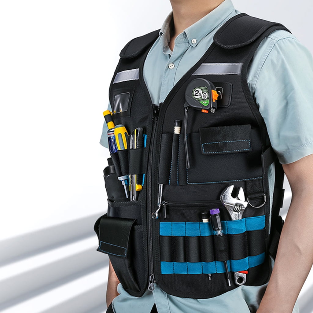 JZROCKER High Visibility Tool Vest with Adjustable Size, Comfortable Workwear Breathable Oxford Fabric for Maintenance Personnel