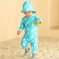 thumbnail image 4 of Hienoo Baby Boys Long Sleeve Full Coverage One-Piece Swimsuit Sunsuit and Matching Hat, Sizes 1-7, 4 of 8