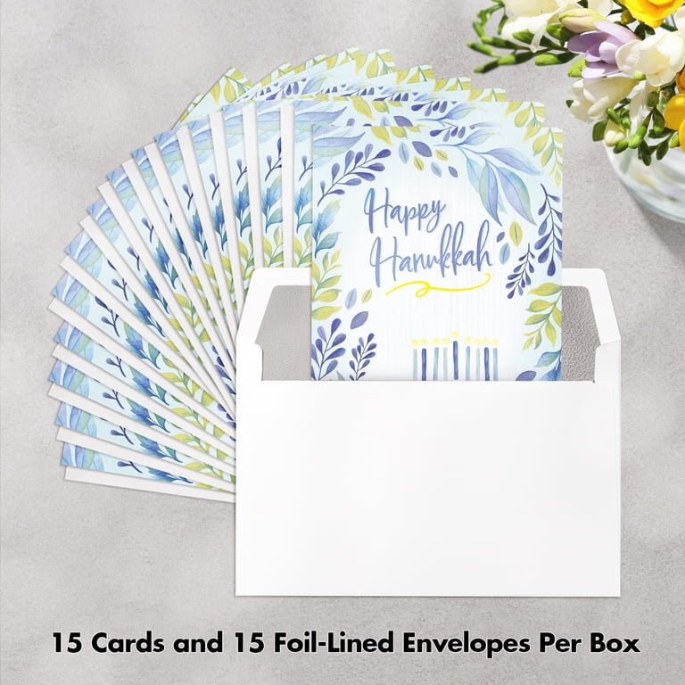 Happy Hanukkah Boxed Cards with Menorah Design photo 3